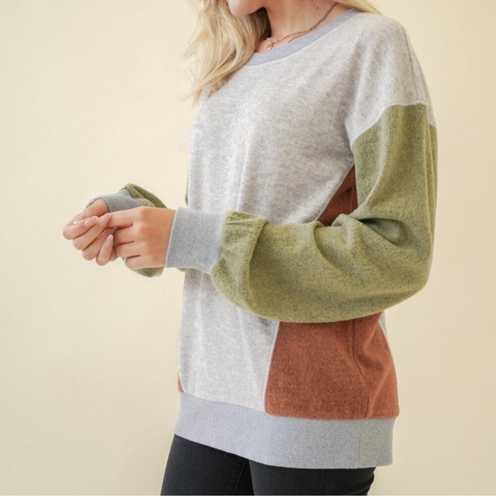 Hem & Thread Color Block Sweater